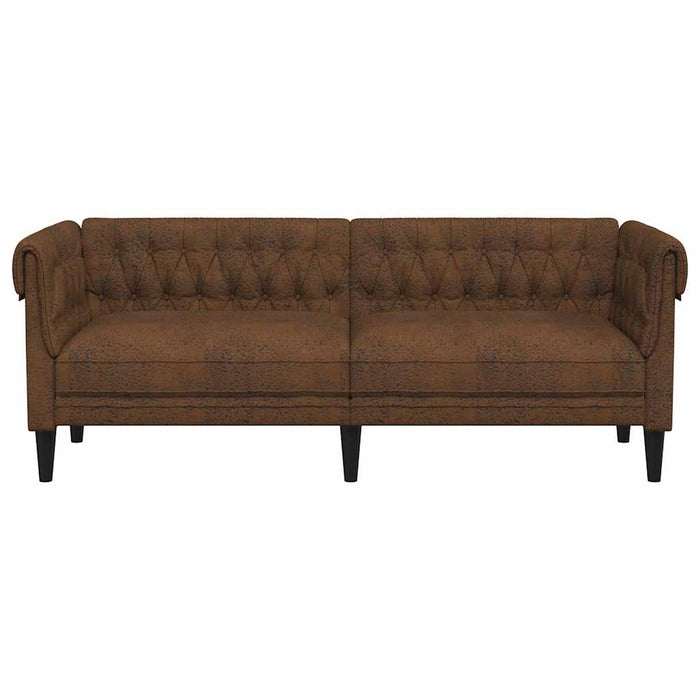 Canapea Chesterfield cu 3 locuri, maro, material textil - WALTI WALTI