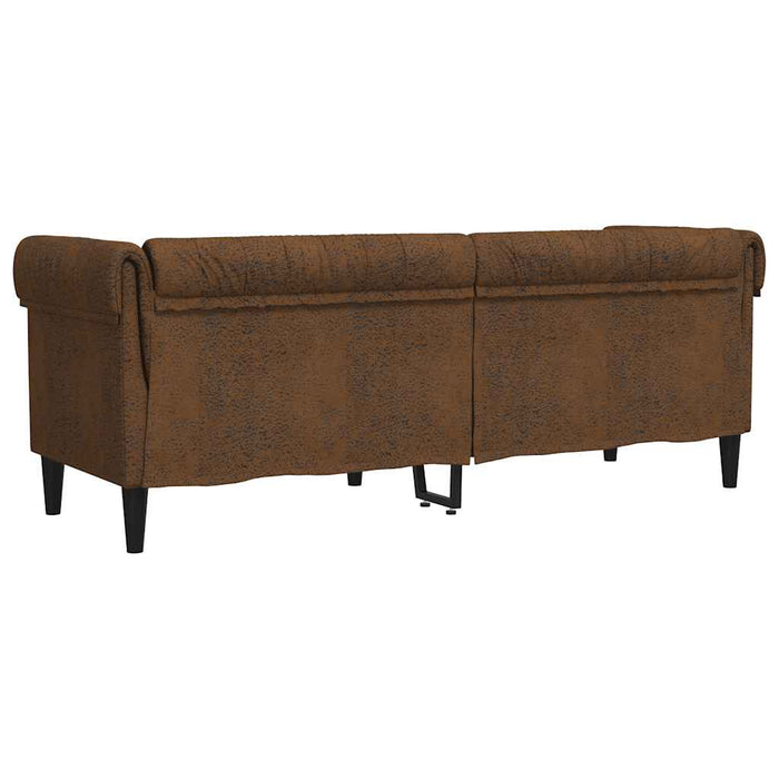 Canapea Chesterfield cu 3 locuri, maro, material textil - WALTI WALTI