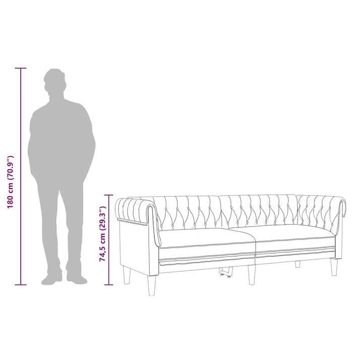 Canapea Chesterfield cu 3 locuri, maro, material textil - WALTI WALTI