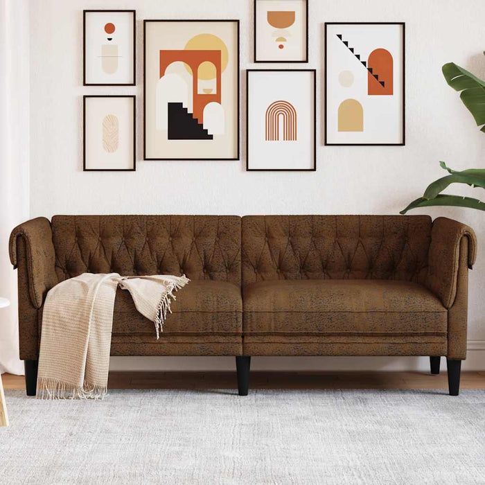 Canapea Chesterfield cu 3 locuri, maro, material textil - WALTI WALTI