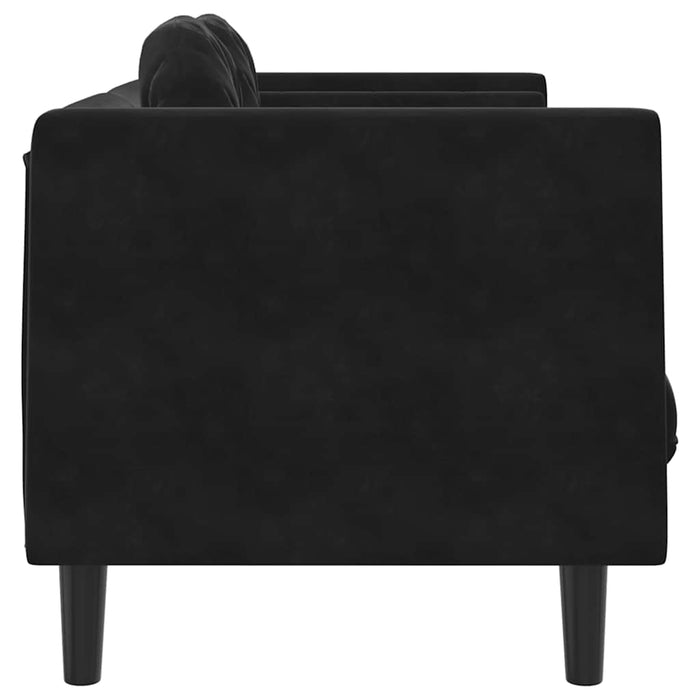 Canapea cu perne, 2 locuri, negru, catifea - WALTI WALTI
