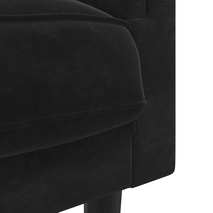 Canapea cu perne, 3 locuri, negru, catifea - WALTI WALTI
