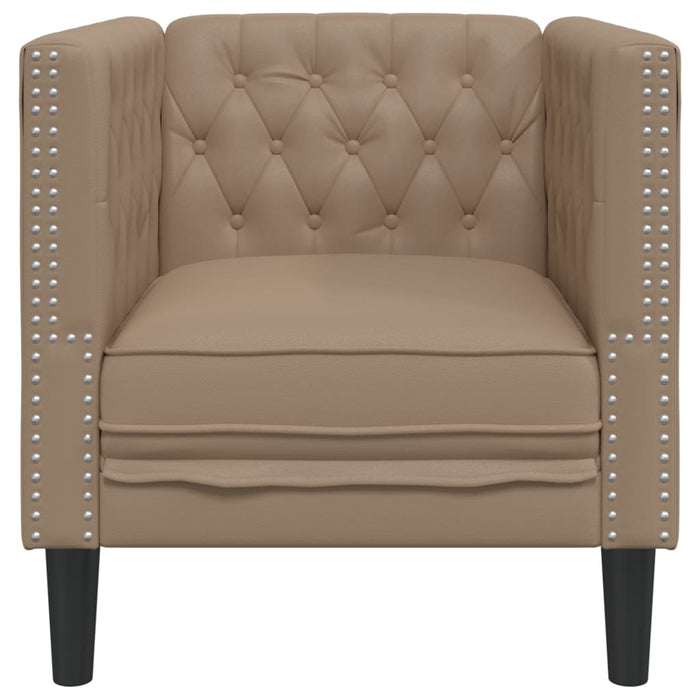 Fotoliu Chesterfield, cappuccino, piele ecologică - WALTI WALTI