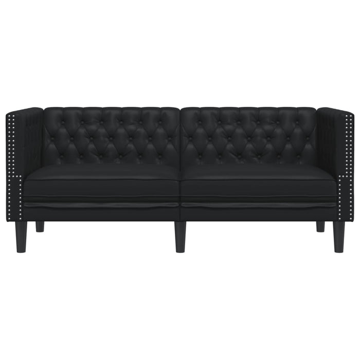 Fotoliu Chesterfield cu 2 locuri, negru, piele ecologică - WALTI WALTI