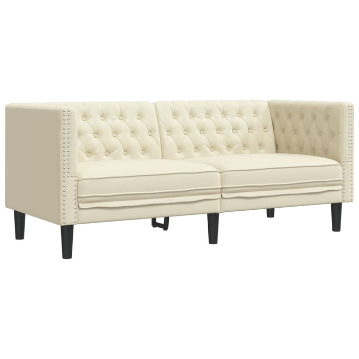Canapea Chesterfield cu 2 locuri, crem, piele ecologică - WALTI WALTI