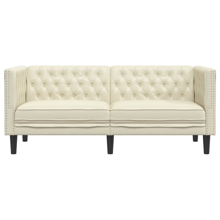 Canapea Chesterfield cu 2 locuri, crem, piele ecologică - WALTI WALTI