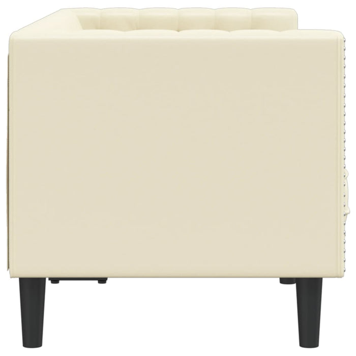 Canapea Chesterfield cu 2 locuri, crem, piele ecologică - WALTI WALTI