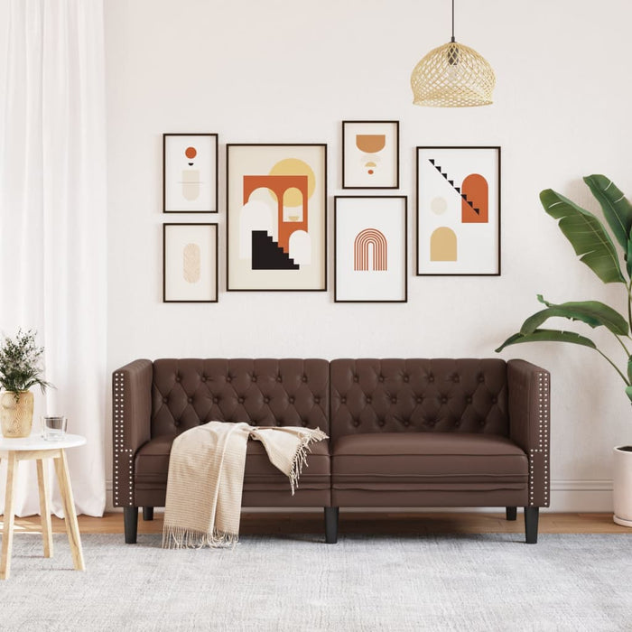 Canapea Chesterfield cu 2 locuri, maro, piele ecologică - WALTI WALTI