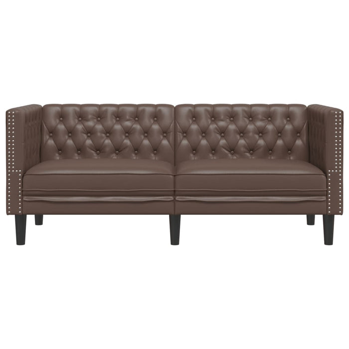 Canapea Chesterfield cu 2 locuri, maro, piele ecologică - WALTI WALTI