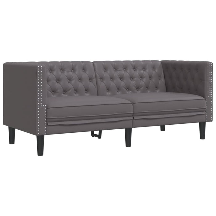 Canapea Chesterfield cu 2 locuri, gri, piele ecologică - WALTI WALTI