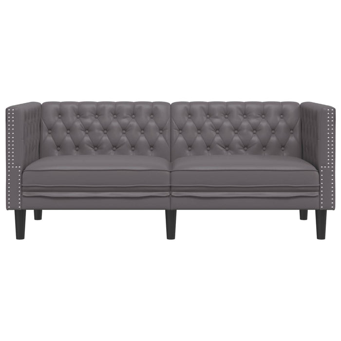 Canapea Chesterfield cu 2 locuri, gri, piele ecologică - WALTI WALTI
