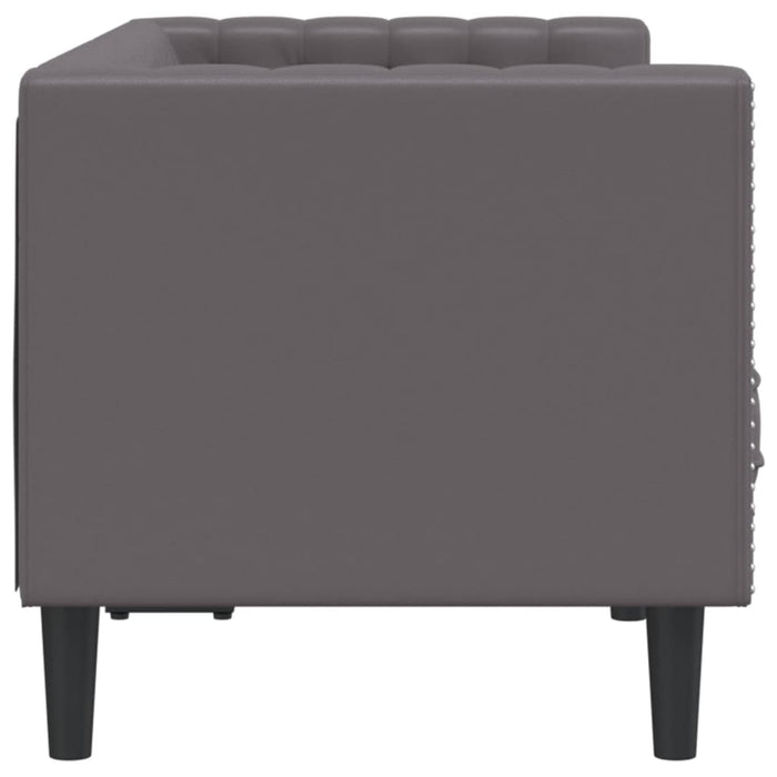 Canapea Chesterfield cu 2 locuri, gri, piele ecologică - WALTI WALTI