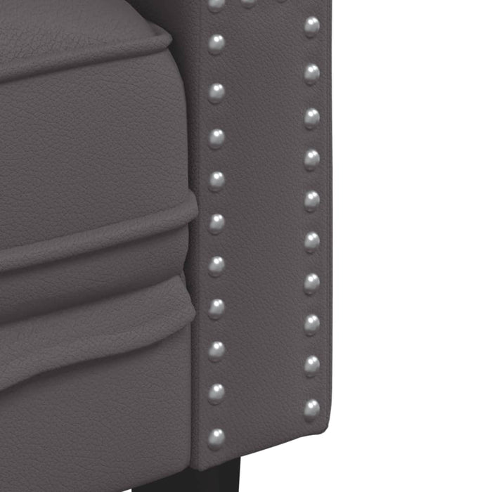 Canapea Chesterfield cu 2 locuri, gri, piele ecologică - WALTI WALTI