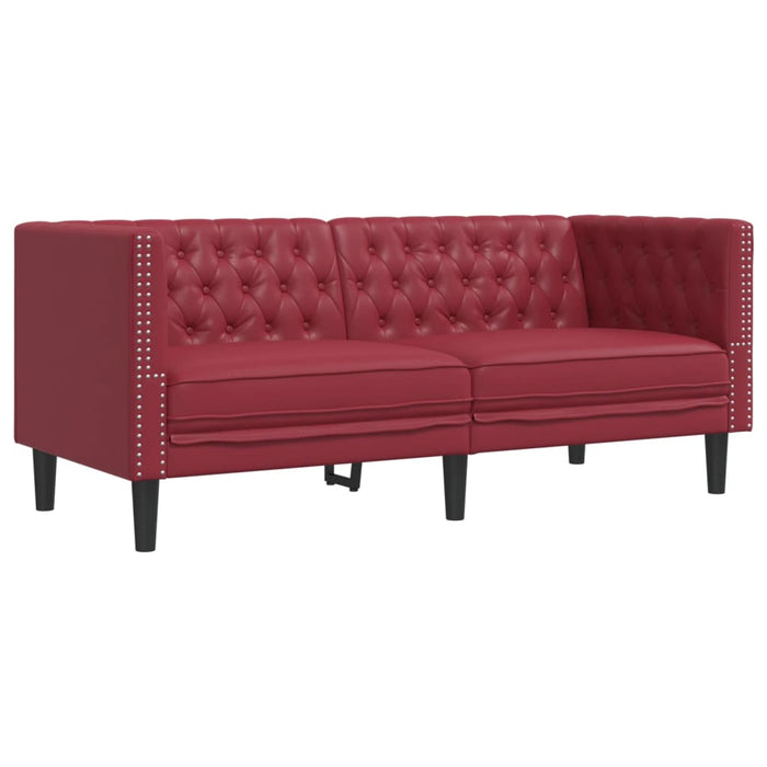 Canapea Chesterfield cu 2 locuri, roșu vin, piele ecologică WALTI
