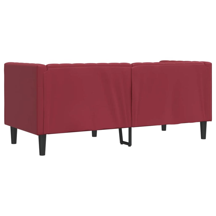 Canapea Chesterfield cu 2 locuri, roșu vin, piele ecologică WALTI