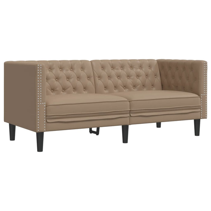 Canapea Chesterfield cu 2 locuri, cappuccino, piele ecologică - WALTI WALTI