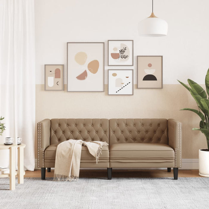 Canapea Chesterfield cu 2 locuri, cappuccino, piele ecologică - WALTI WALTI
