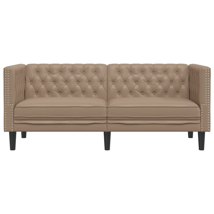 Canapea Chesterfield cu 2 locuri, cappuccino, piele ecologică - WALTI WALTI