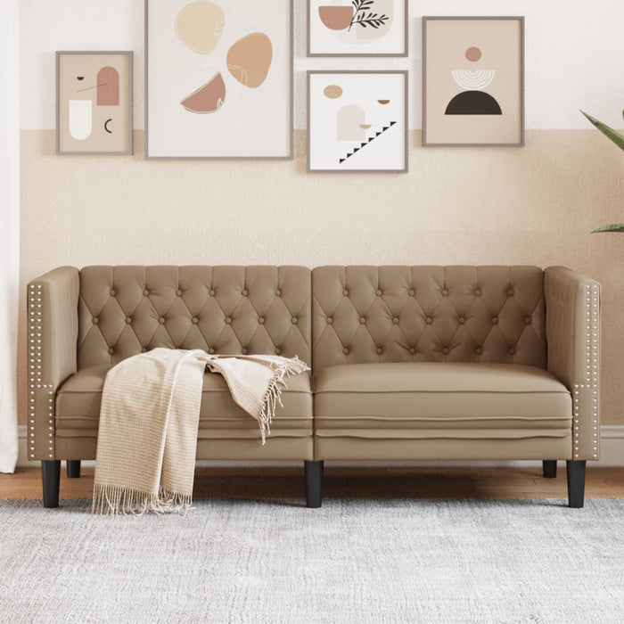 Canapea Chesterfield cu 2 locuri, cappuccino, piele ecologică - WALTI WALTI
