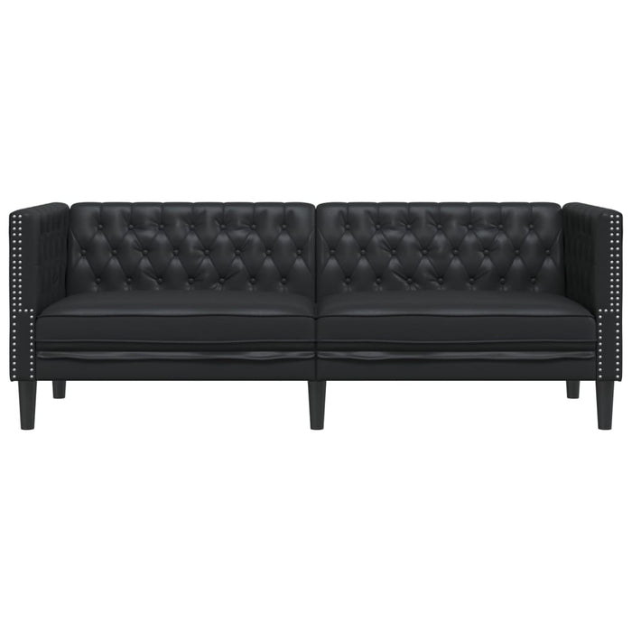 Canapea Chesterfield cu 3 locuri, negru, piele ecologică - WALTI WALTI
