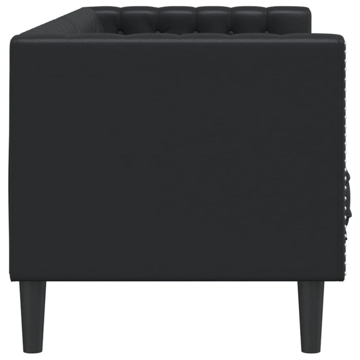 Canapea Chesterfield cu 3 locuri, negru, piele ecologică - WALTI WALTI