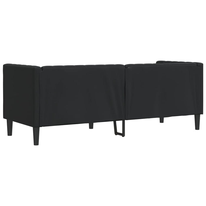 Canapea Chesterfield cu 3 locuri, negru, piele ecologică - WALTI WALTI