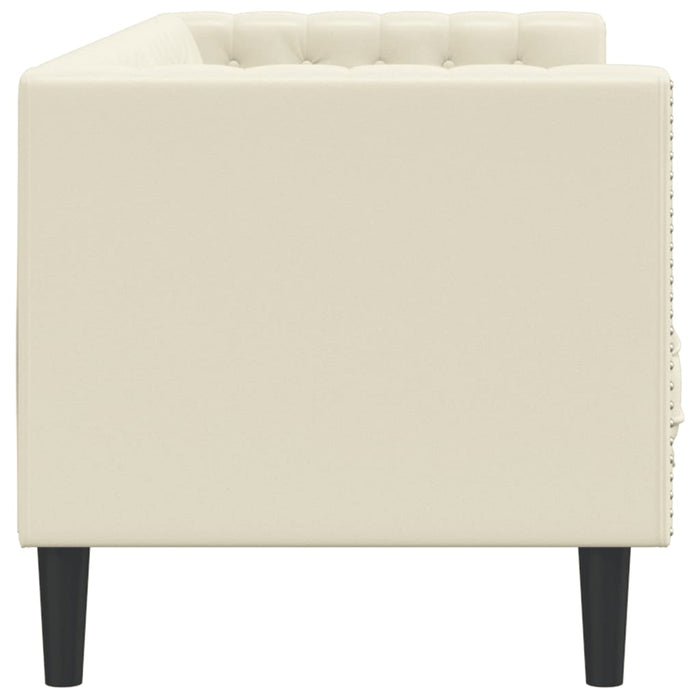 Canapea Chesterfield cu 3 locuri, crem, piele ecologică - WALTI WALTI