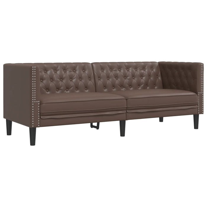 Canapea Chesterfield cu 3 locuri, maro, piele ecologică - WALTI WALTI