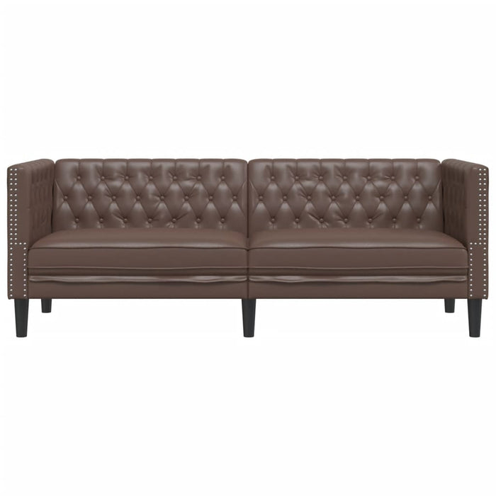 Canapea Chesterfield cu 3 locuri, maro, piele ecologică - WALTI WALTI