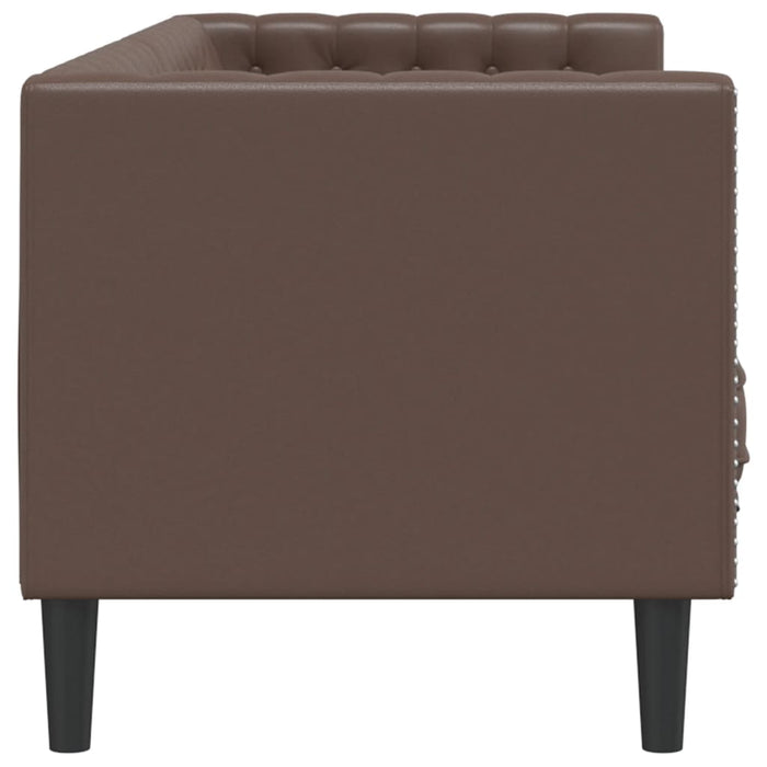 Canapea Chesterfield cu 3 locuri, maro, piele ecologică - WALTI WALTI