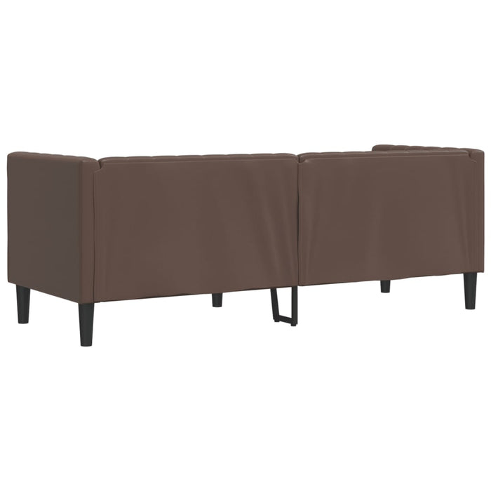 Canapea Chesterfield cu 3 locuri, maro, piele ecologică - WALTI WALTI