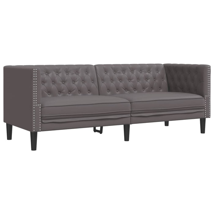 Canapea Chesterfield cu 3 locuri, gri, piele ecologică - WALTI WALTI