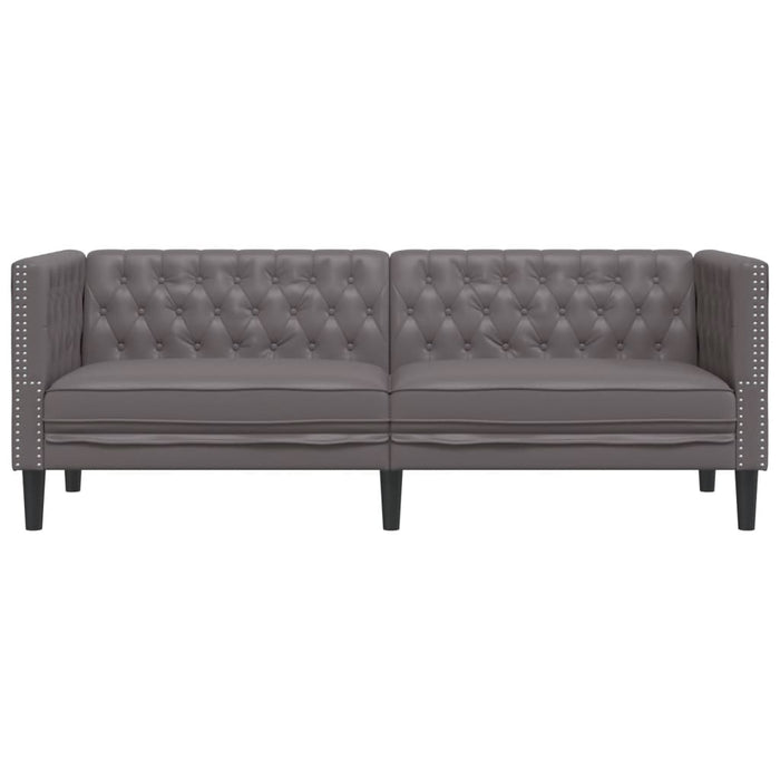 Canapea Chesterfield cu 3 locuri, gri, piele ecologică - WALTI WALTI