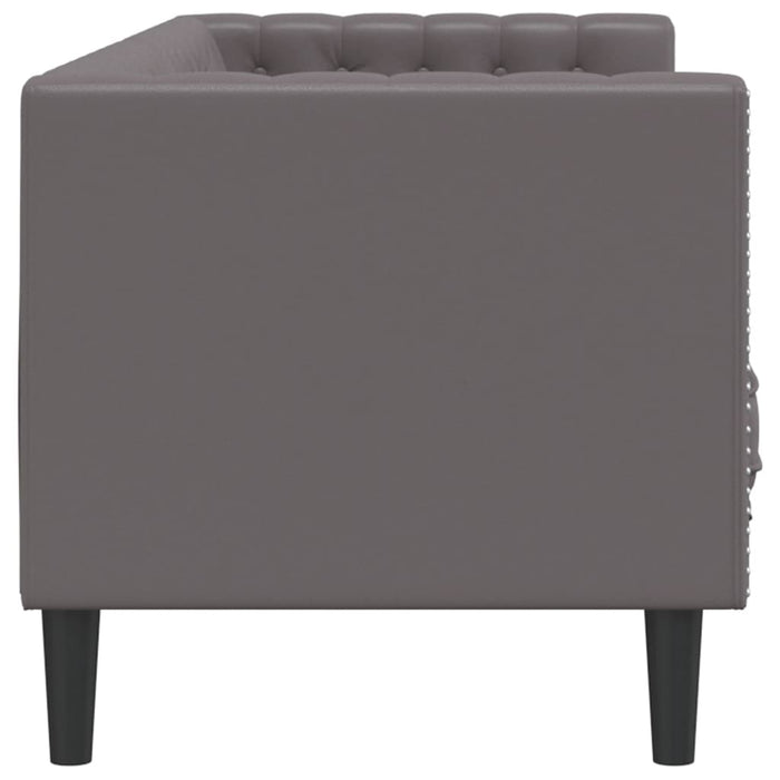 Canapea Chesterfield cu 3 locuri, gri, piele ecologică - WALTI WALTI