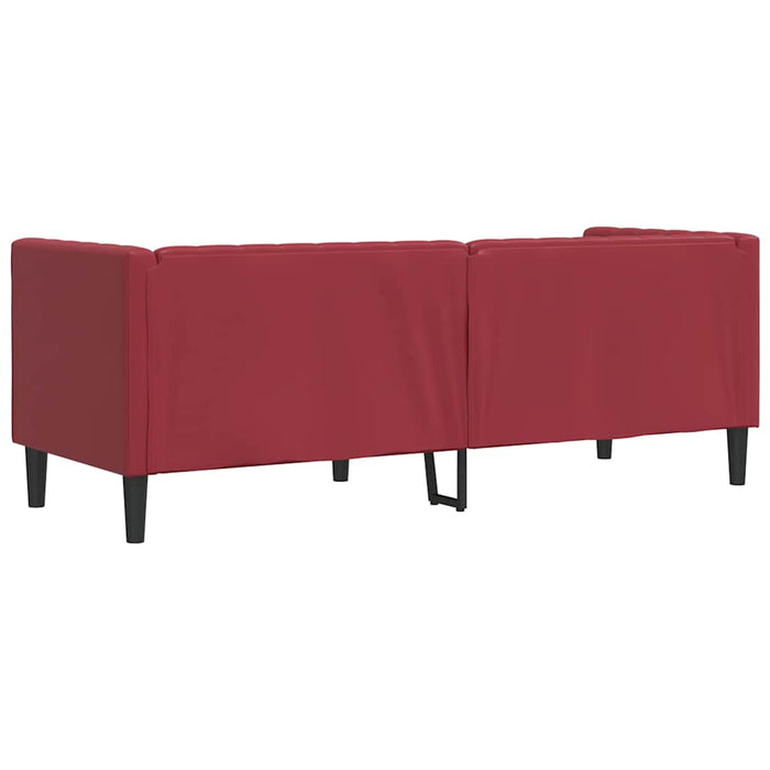 Canapea Chesterfield cu 3 locuri, roșu vin, piele ecologică - WALTI WALTI