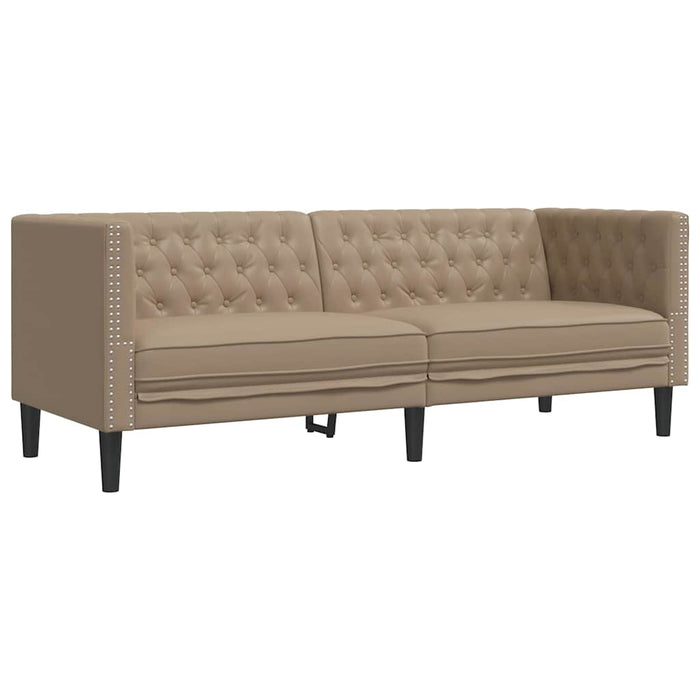 Canapea Chesterfield cu 3 locuri, cappuccino, piele ecologică - WALTI WALTI