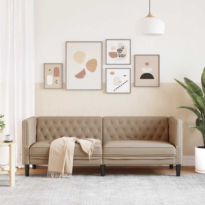 Canapea Chesterfield cu 3 locuri, cappuccino, piele ecologică - WALTI WALTI