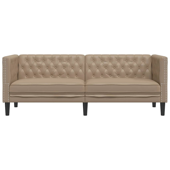 Canapea Chesterfield cu 3 locuri, cappuccino, piele ecologică - WALTI WALTI