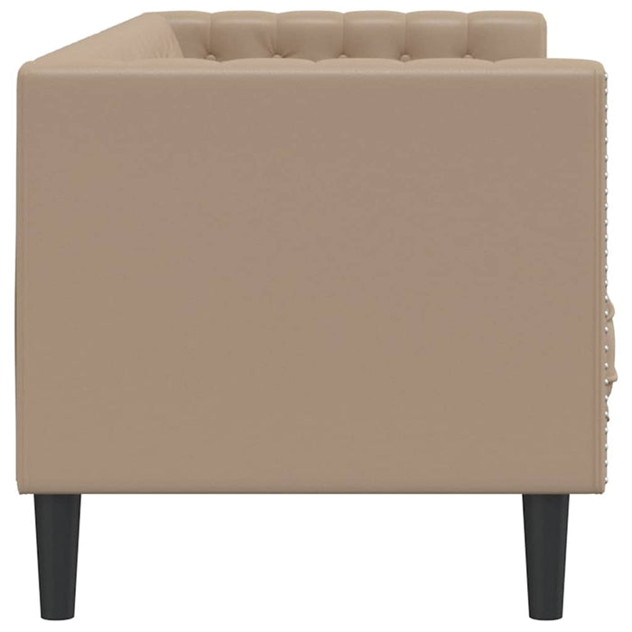 Canapea Chesterfield cu 3 locuri, cappuccino, piele ecologică - WALTI WALTI