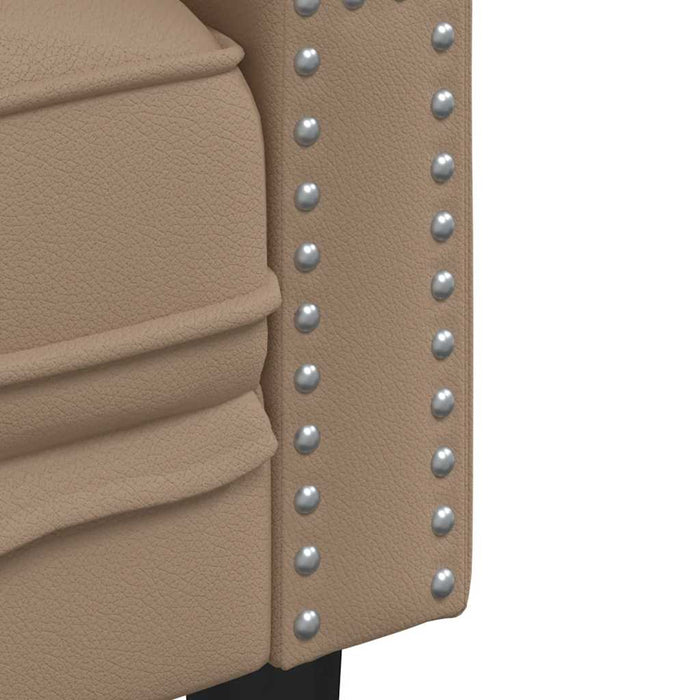 Canapea Chesterfield cu 3 locuri, cappuccino, piele ecologică - WALTI WALTI