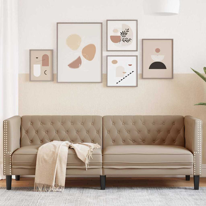 Canapea Chesterfield cu 3 locuri, cappuccino, piele ecologică - WALTI WALTI