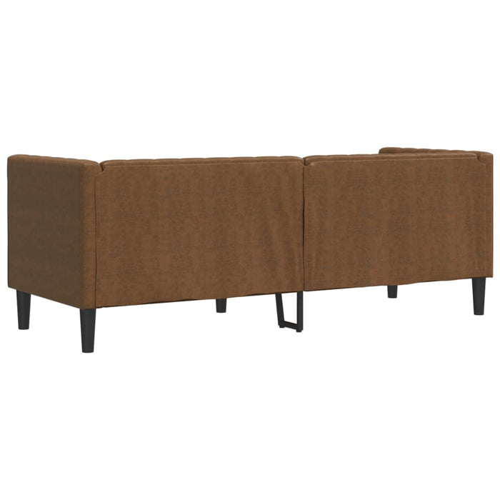 Canapea Chesterfield cu 3 locuri, maro, piele ecologică WALTI