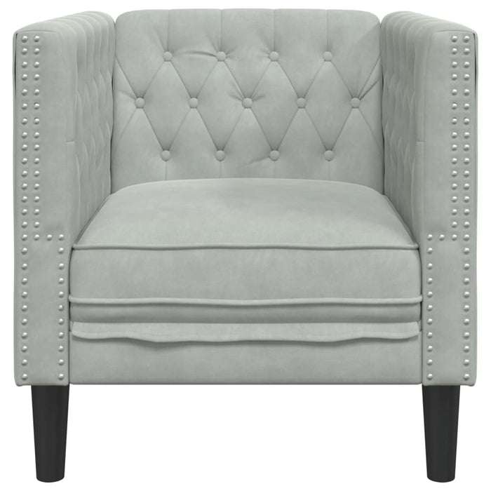 Fotoliu Chesterfield, gri deschis, catifea - WALTI WALTI