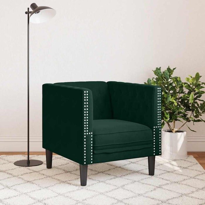 Fotoliu Chesterfield, verde închis, catifea - WALTI WALTI