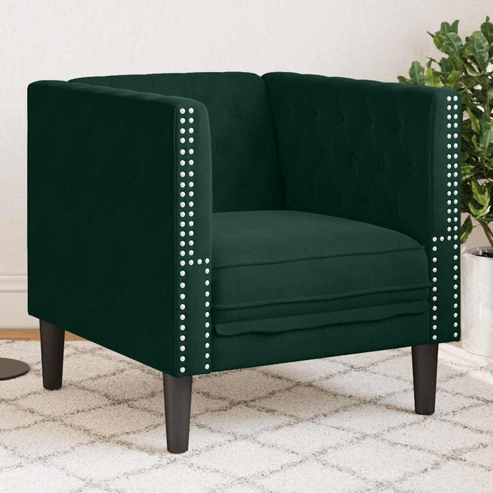 Fotoliu Chesterfield, verde închis, catifea - WALTI WALTI