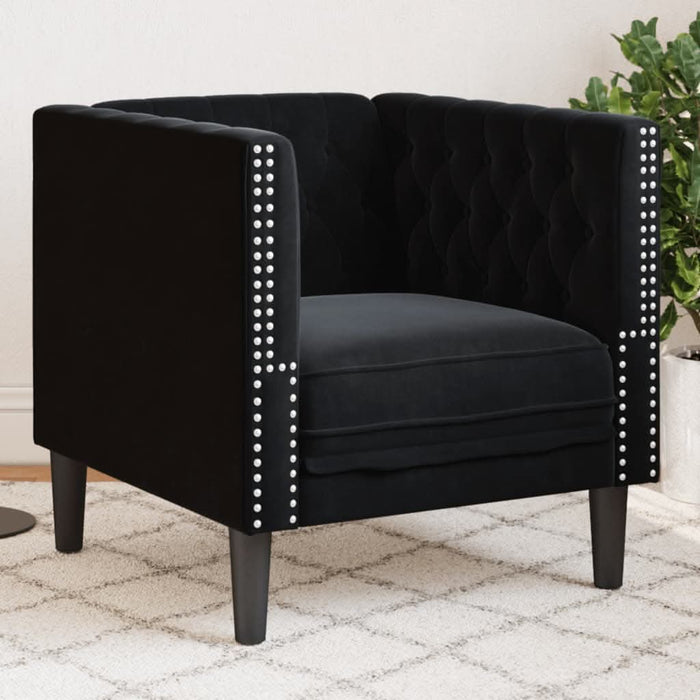 Fotoliu Chesterfield, negru, catifea - WALTI WALTI
