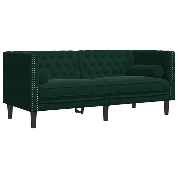 Canapea Chesterfield cu pernuțe/2 locuri, verde închis, catifea - WALTI WALTI