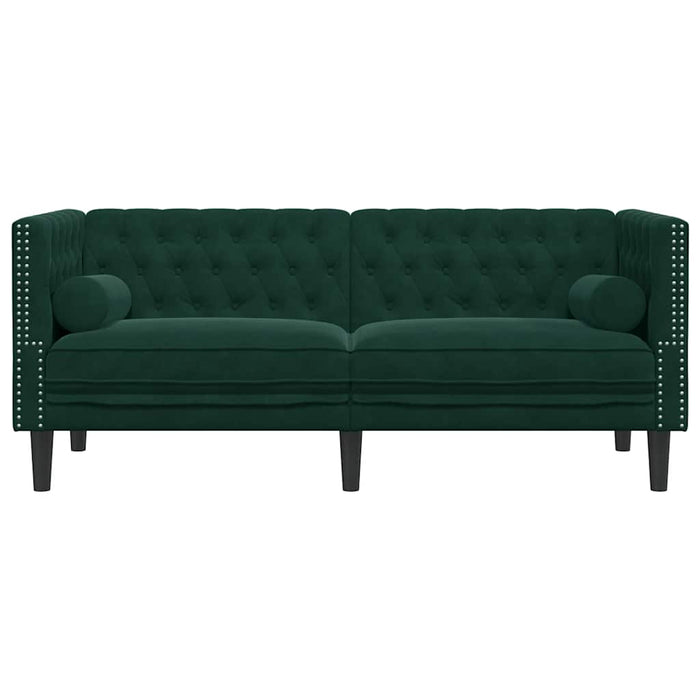 Canapea Chesterfield cu pernuțe/2 locuri, verde închis, catifea - WALTI WALTI