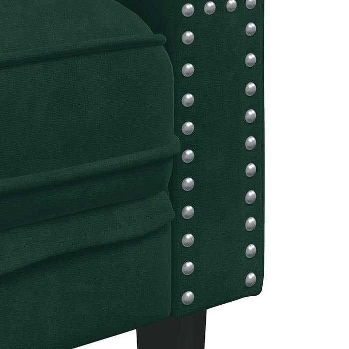 Canapea Chesterfield cu pernuțe/2 locuri, verde închis, catifea - WALTI WALTI