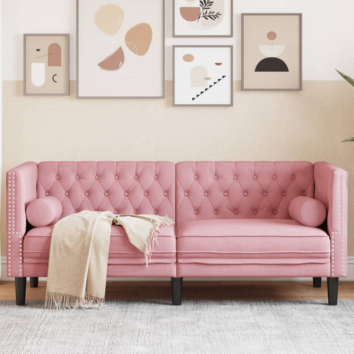 Canapea Chesterfield cu pernuțe/2 locuri, roz, catifea - WALTI WALTI